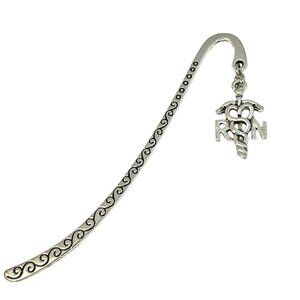 Silver RN Nurse Caduceus Charm Bookmark Nursing Student Graduation Gift Plated